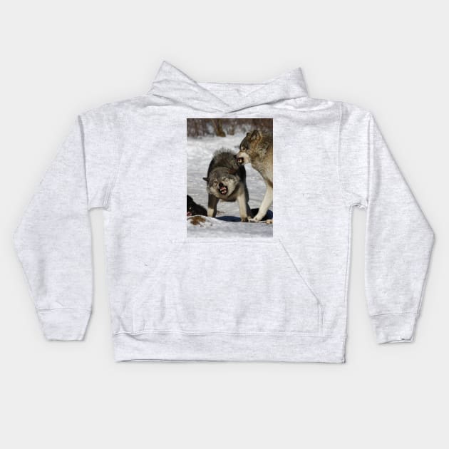 Back off! - Timber Wolf Kids Hoodie by Jim Cumming